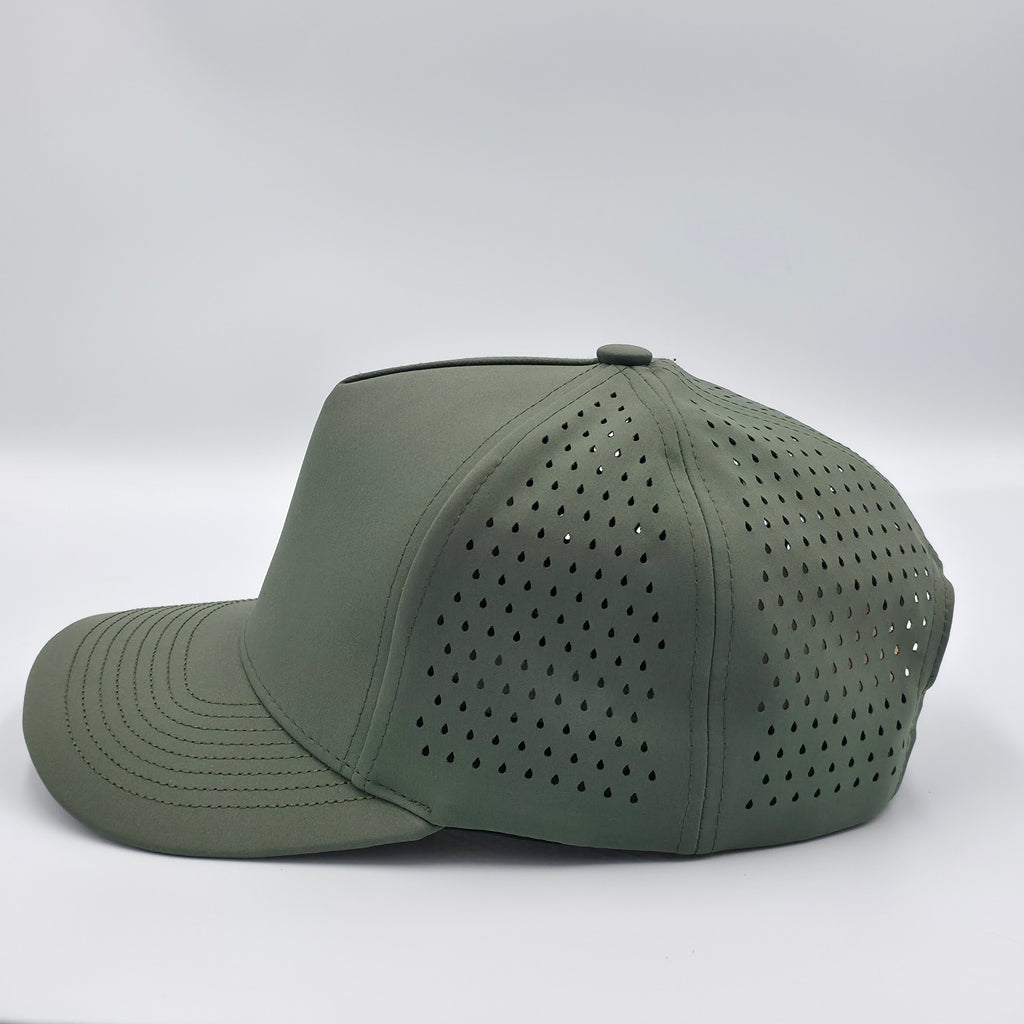 Green baseball cap with perforated design on a white background variant-classic-57cm-to-59cm-stratos-green