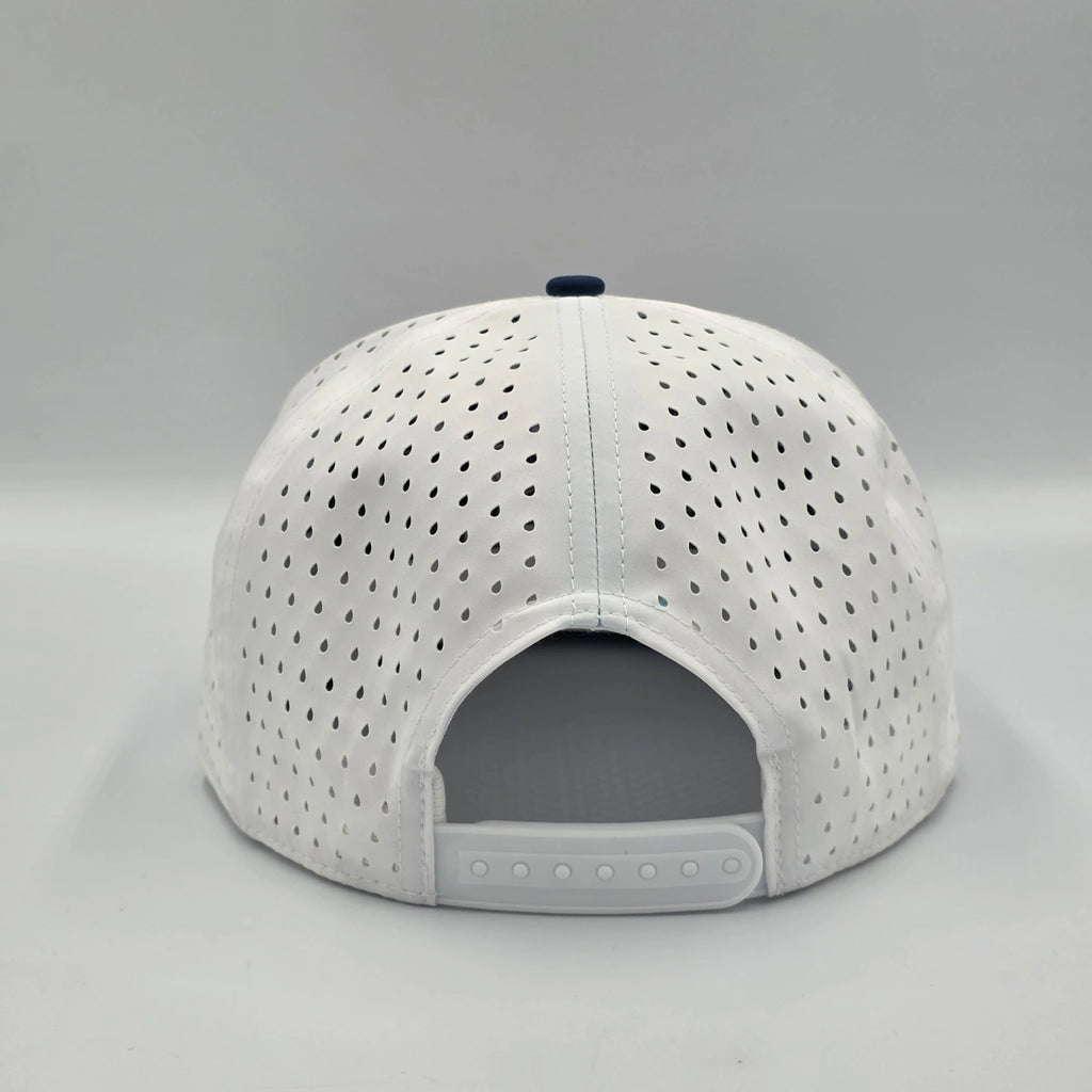 Multicolored cap with navy, white, and red sections on a light gray background variant-seventy-six