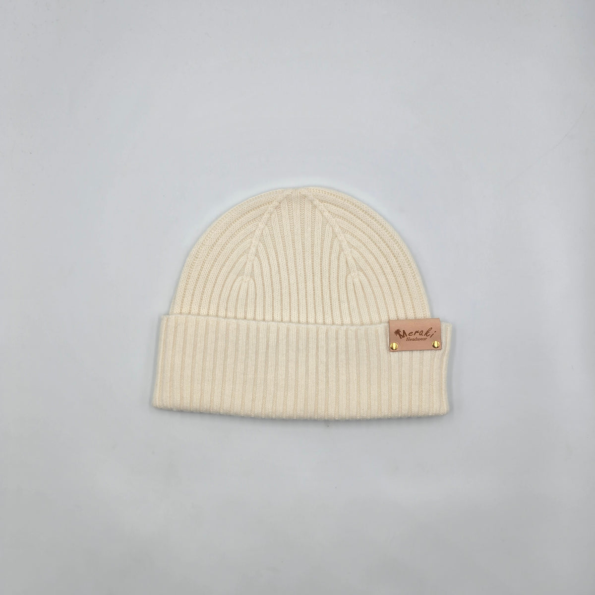 Cream Merino Wool Beanie front view variant-cream