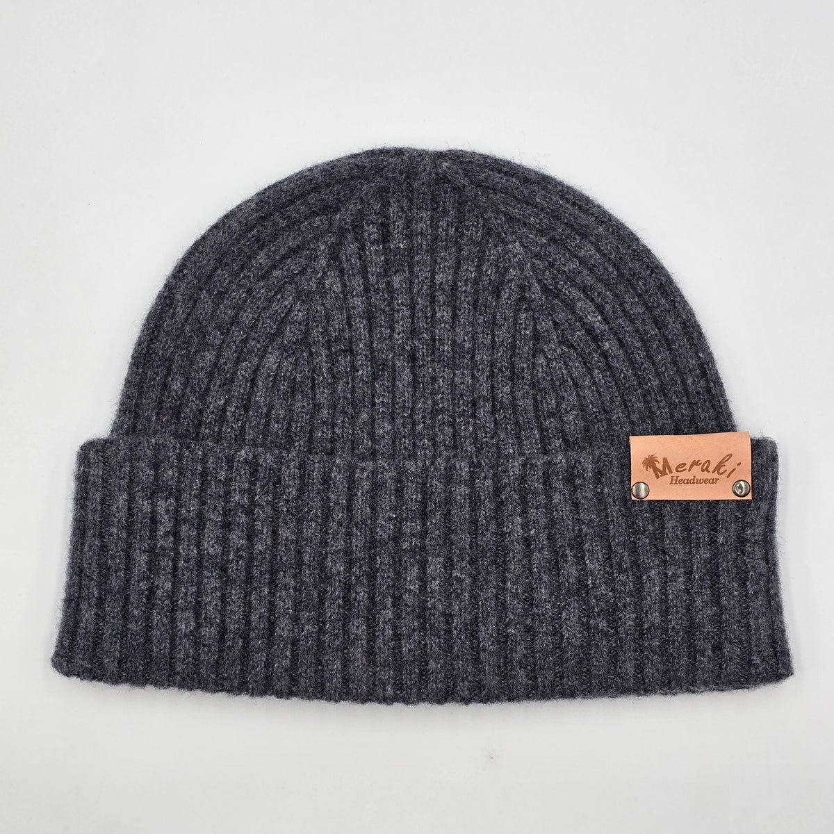 Charcoal Merino Wool Beanie front view 2 variant-charcoal