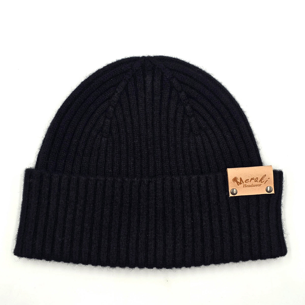 Black Merino Wool Beanie front view 2 variant-black