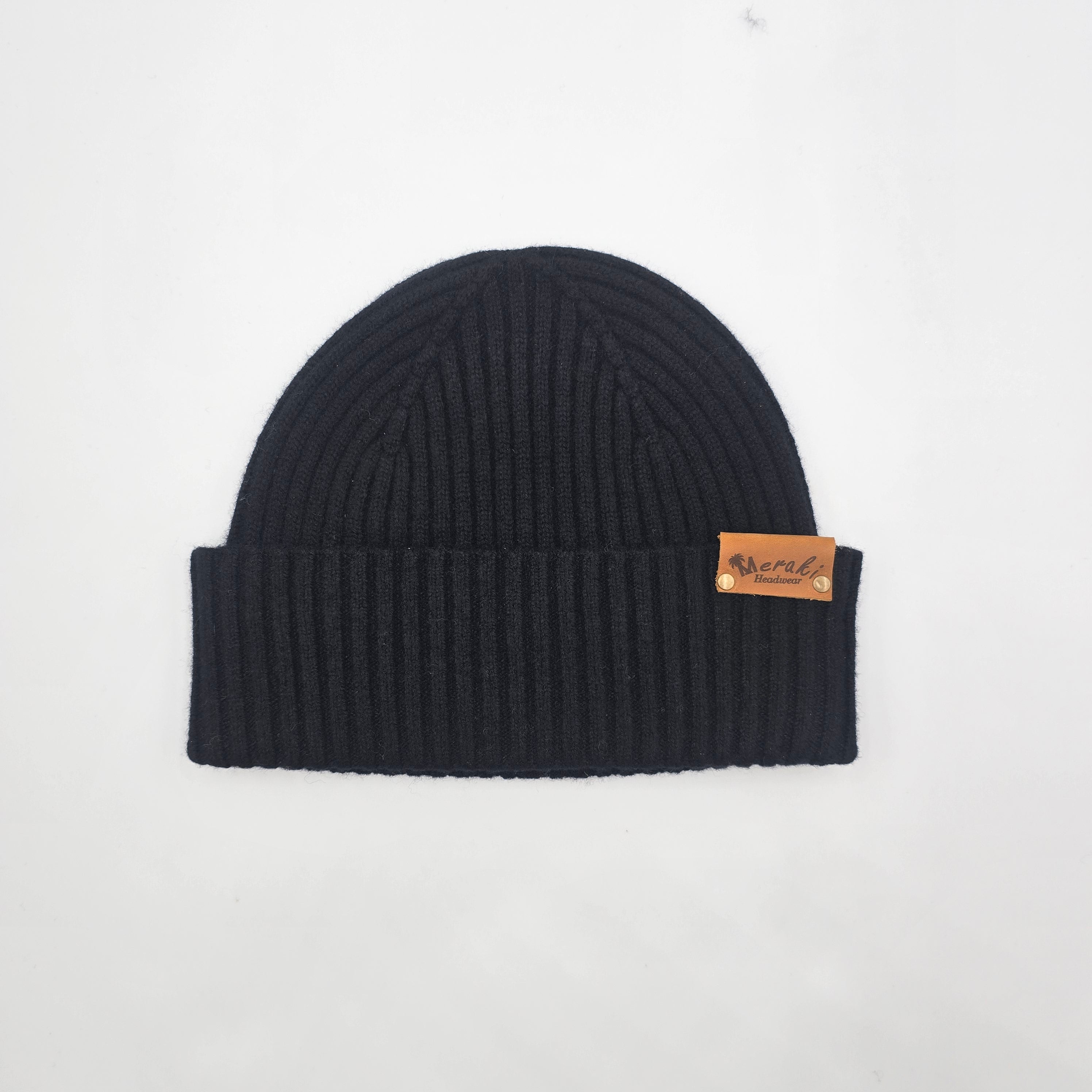 black merino wool beanie