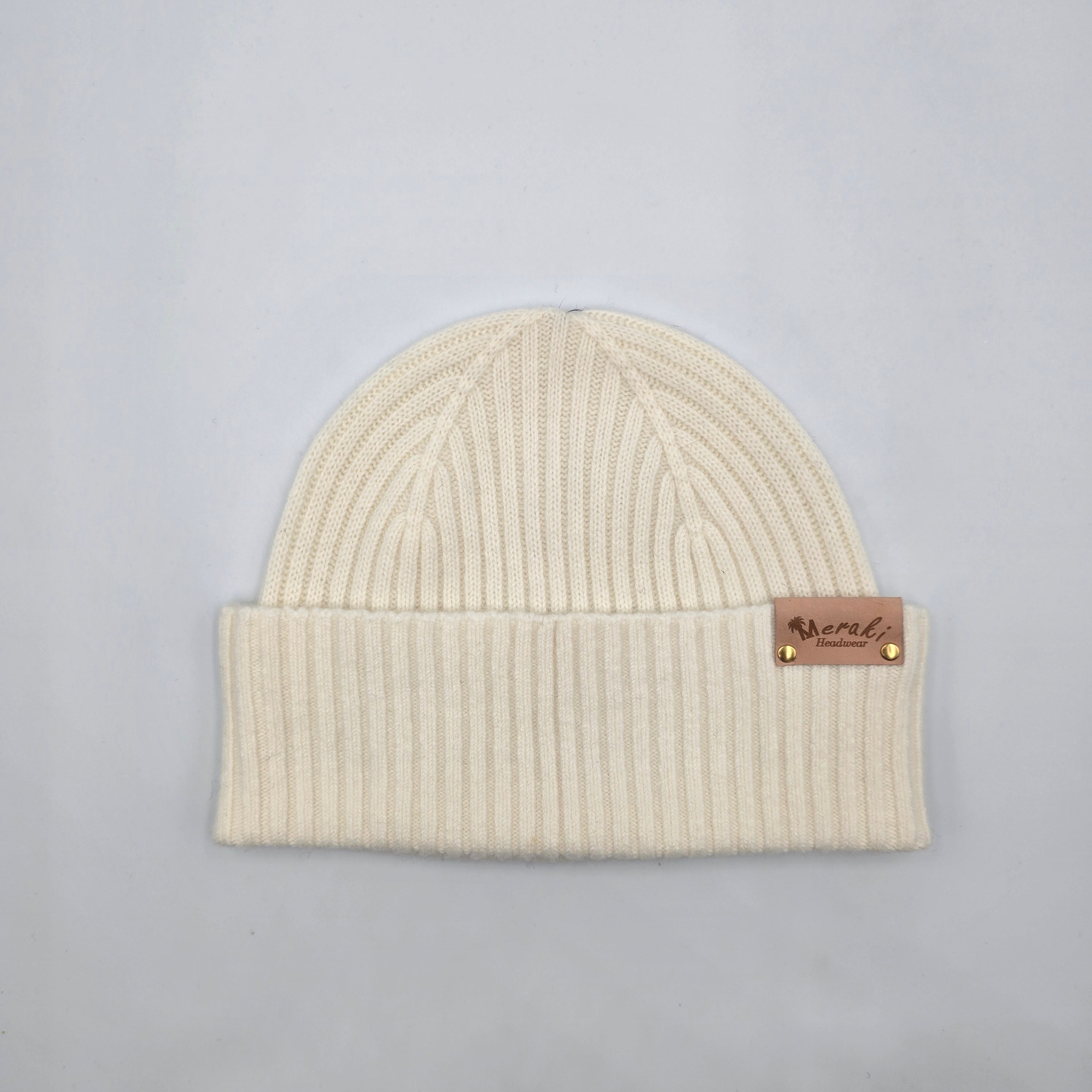 cream merino wool beanie
