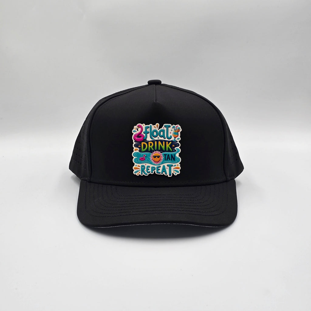 Midnight Black 5 Panel Float Drink Tan Repeat