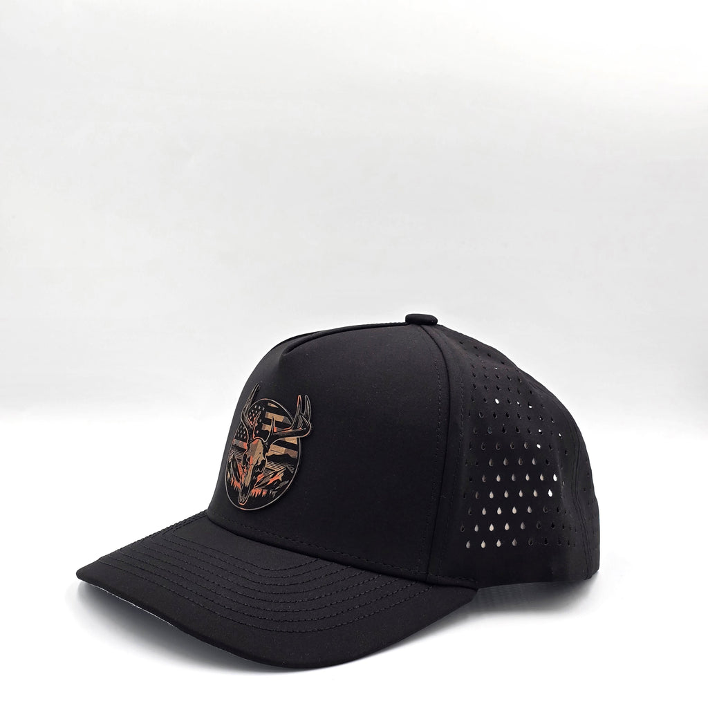 Midnight Black 5 Panel American Flag Hunting Orange Camo