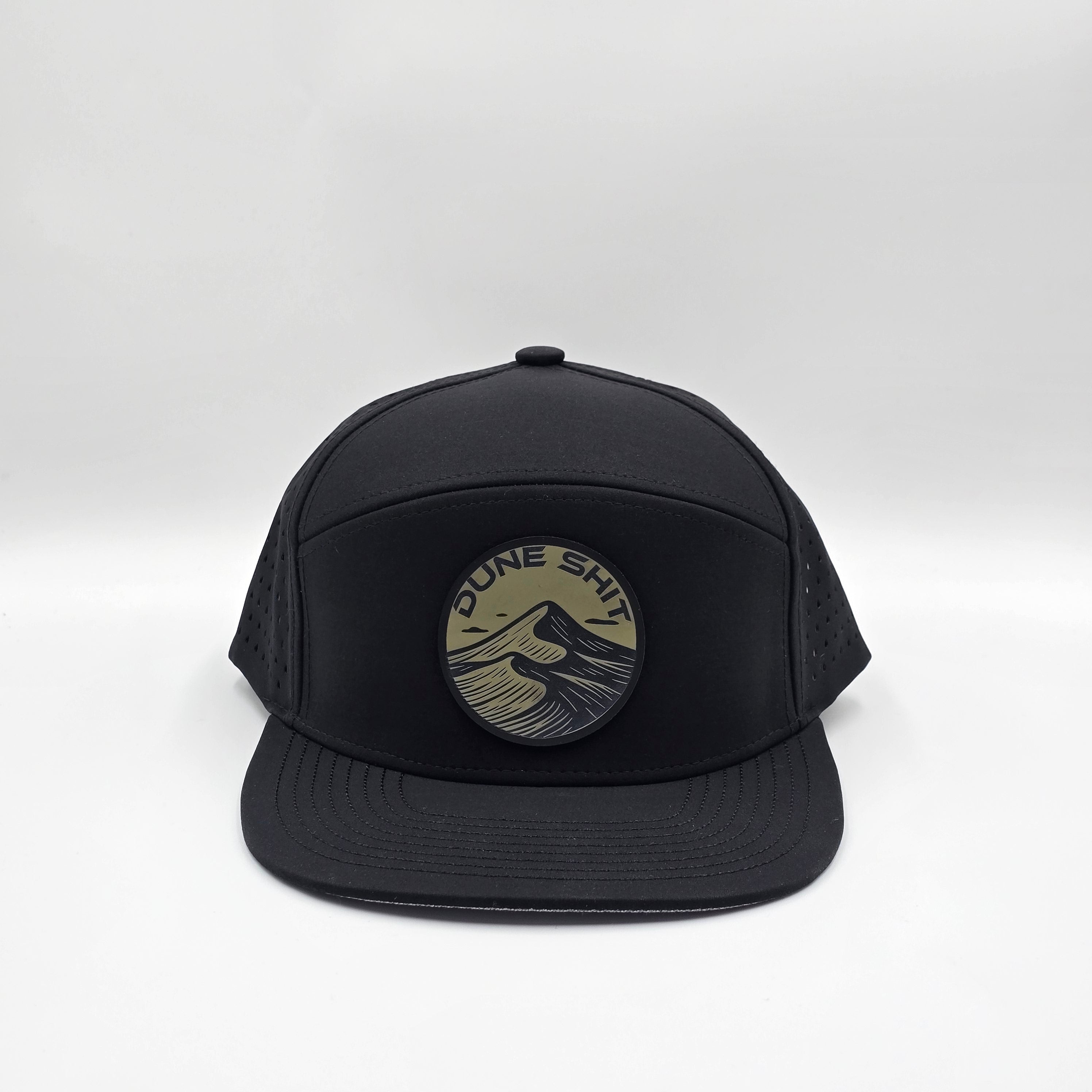 Midnight Black 6 Panel Dune Sh*t Circle Silicone Green