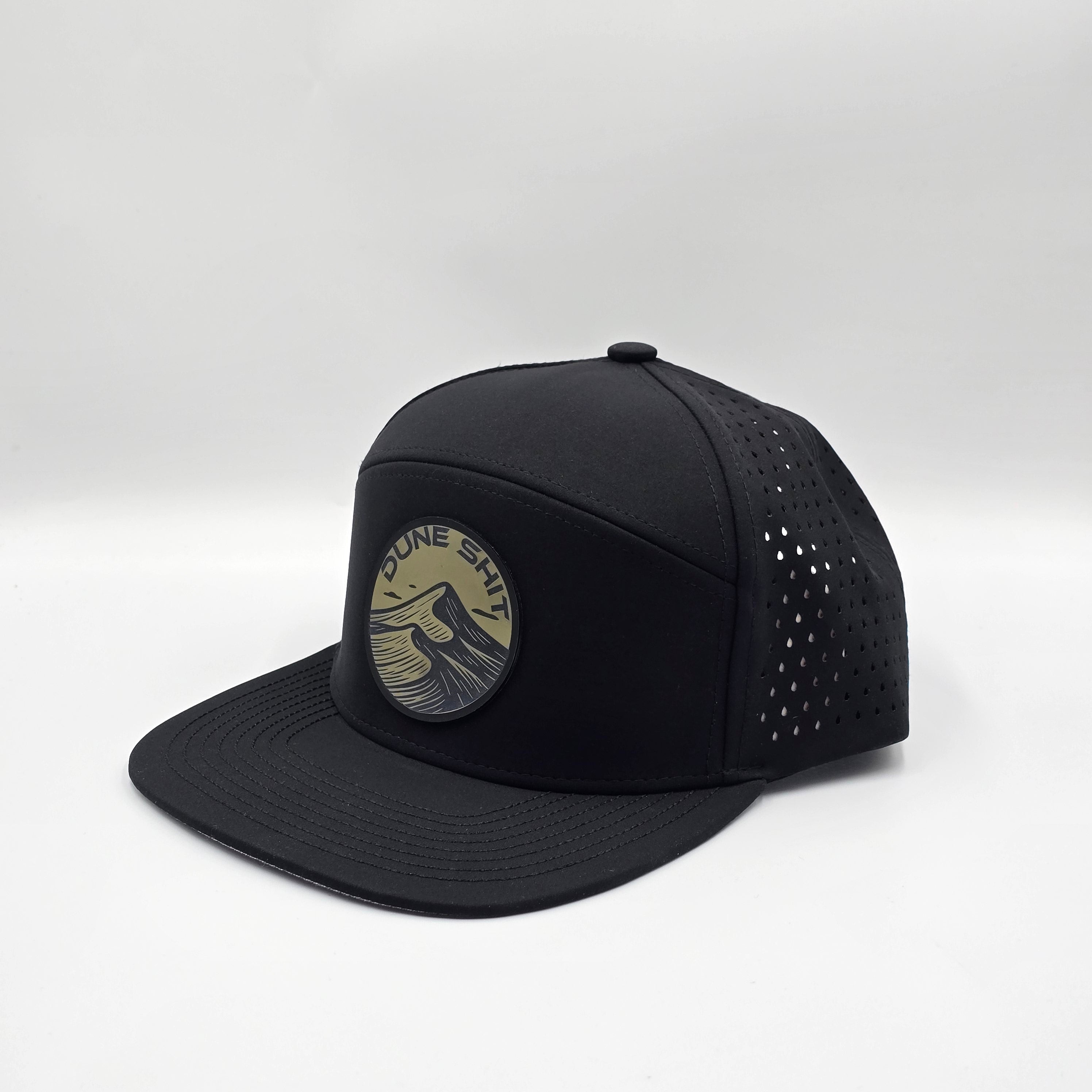 Midnight Black 6 Panel Dune Sh*t Circle Silicone Green