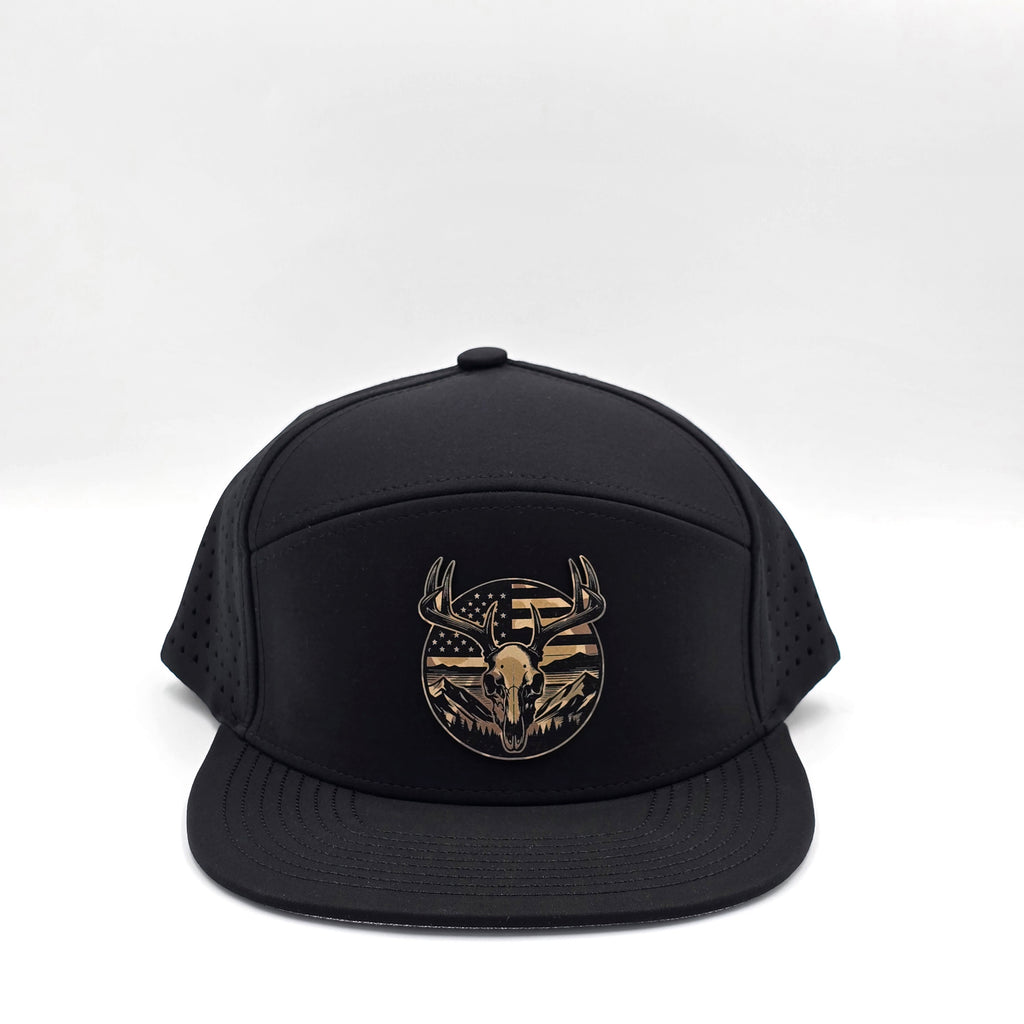 Midnight Black 6 Panel American Flag Hunting Camo