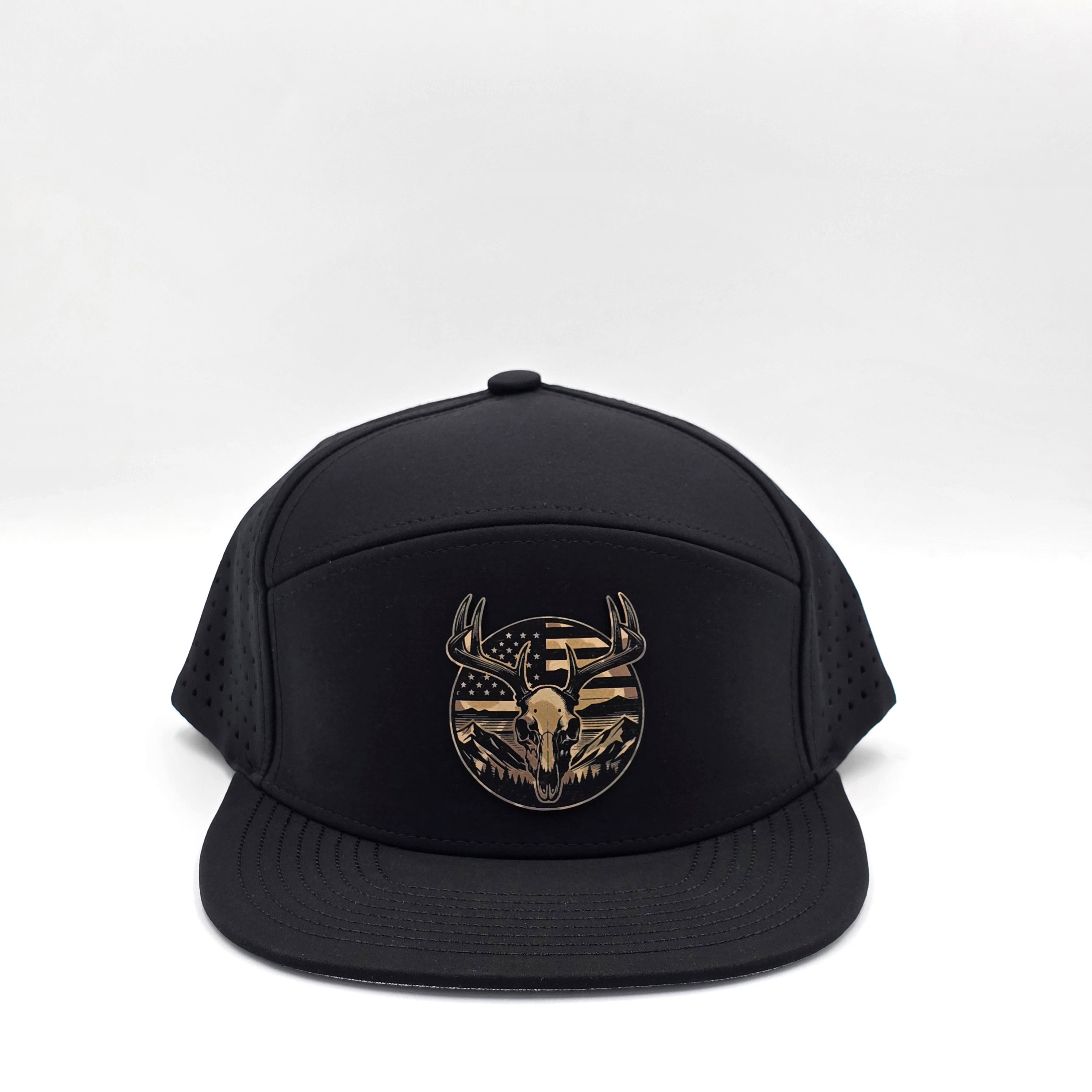Midnight Black 6 Panel American Flag Hunting Camo
