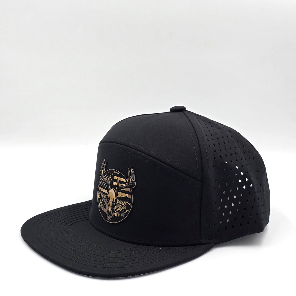 Midnight Black 6 Panel American Flag Hunting Camo