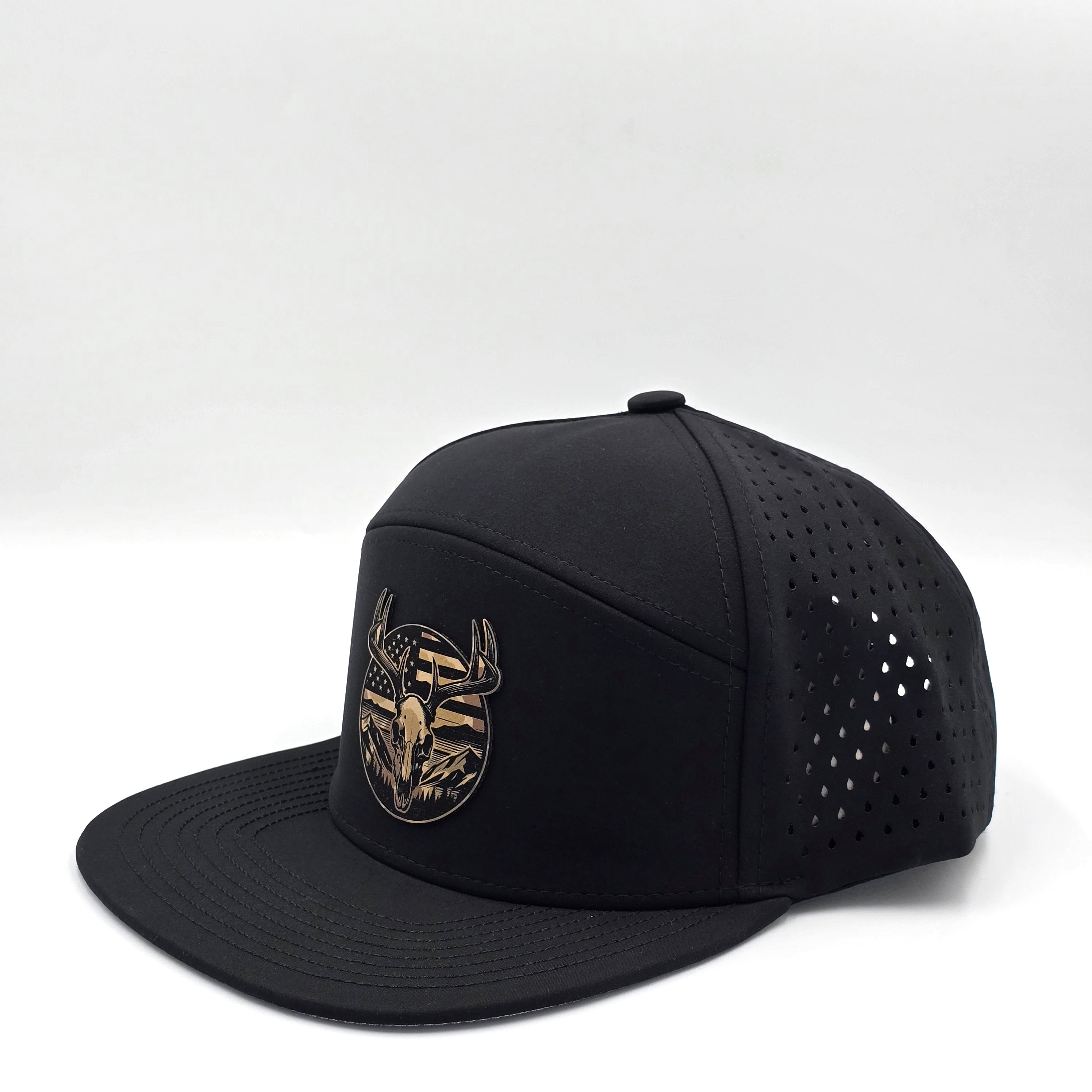 Midnight Black 6 Panel American Flag Hunting Camo