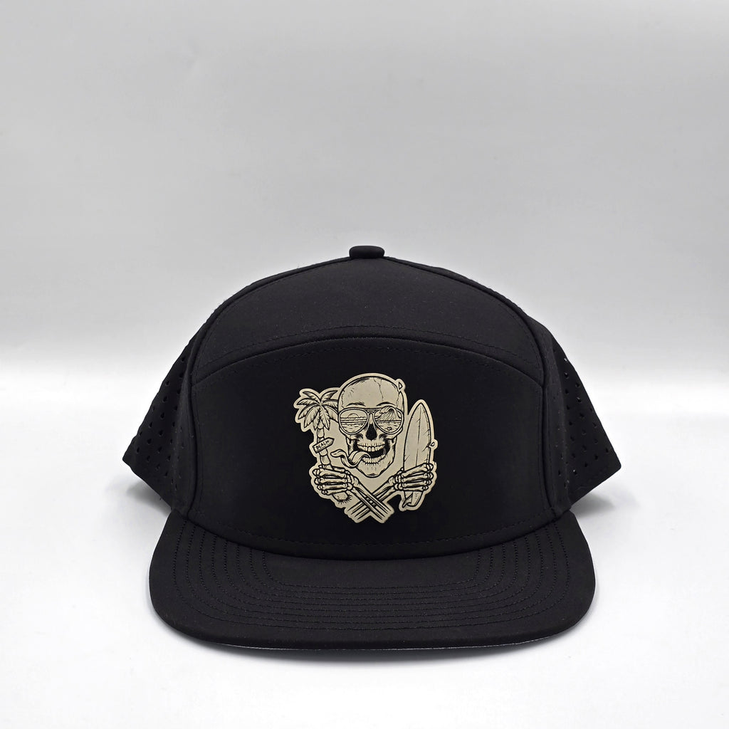 Midnight Black 6 Panel Skull Surf Glow