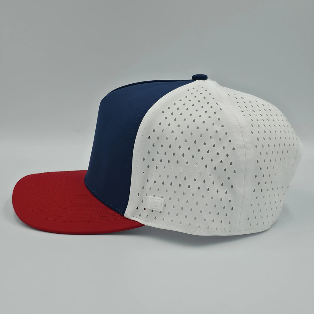 Navy blue and red cap with white mesh back on a gray background variant-classic-57cm-to-59cm-seventy-six