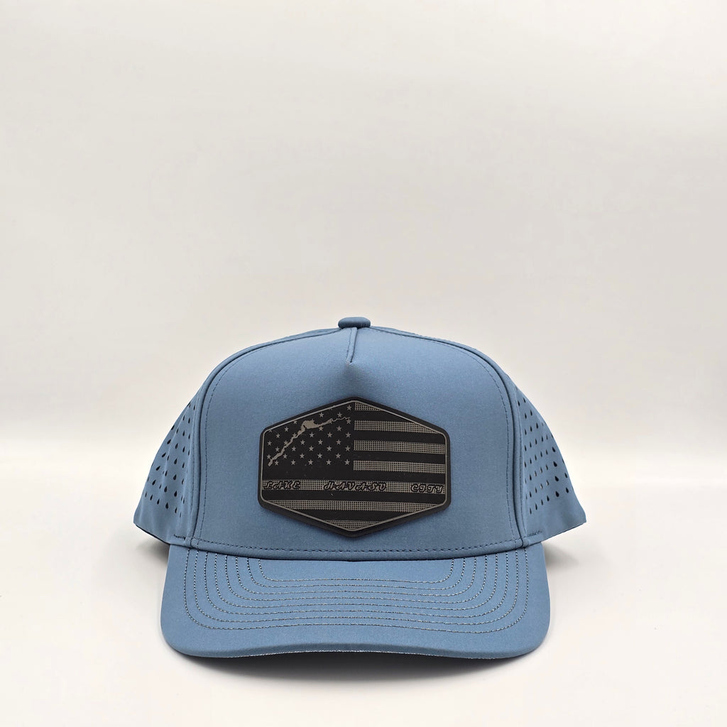 Slate Blue 5 Panel Lake Havasu City Lake Map with USA Flag