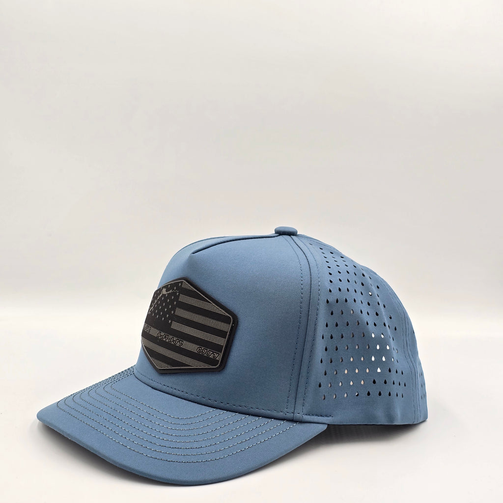 Slate Blue 5 Panel Lake Havasu City Lake Map with USA Flag